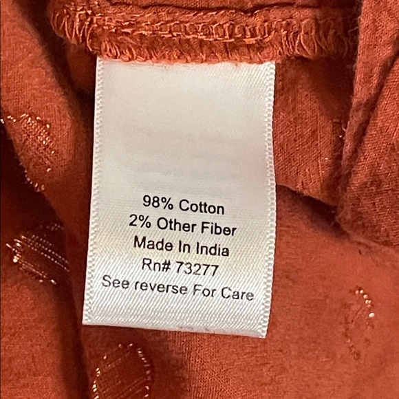 LC Lauren Conrad squareneck peasant top copper metallic polka dots terra-cotta - Picture 5 of 8